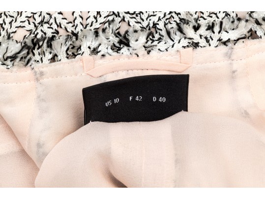 Akris Beautiful Silk Lattice Overlay Style Zip Front Top, Size 10