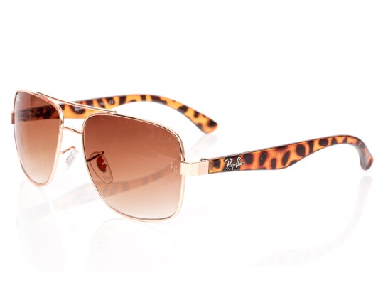 Ray-Ban Brown Tortoise Pattern And Rose Metallic Trimmed Sunglasses