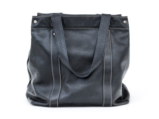 Longchamp Black Pebbled Leather Top Handled Tote Bag