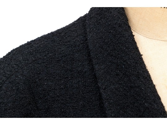Chanel Boutique Vintage Black Wool And Silk Boucle Jacket And Skirt Suit, Size 44