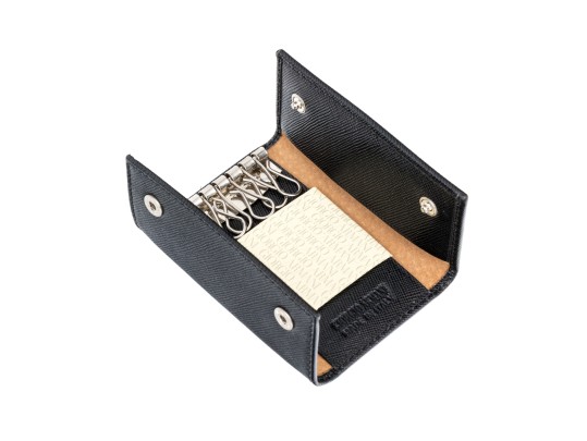 Giogio Armani Black Saffiano Leather Key Holder, Boxed