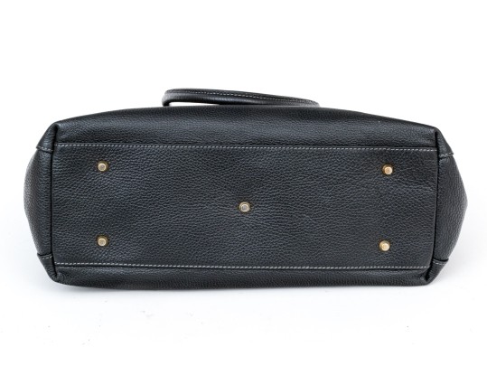 Courage B. Black Pebbled Leather Top Handled Tote Bag