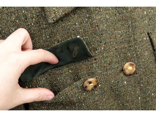 Escada Elements Green Tone Wool Button Front Blazer, Size 40