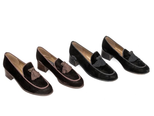 Collection Of Two Pairs Of Velvet Stuart Weitzman Tassel Loafers, Size 10