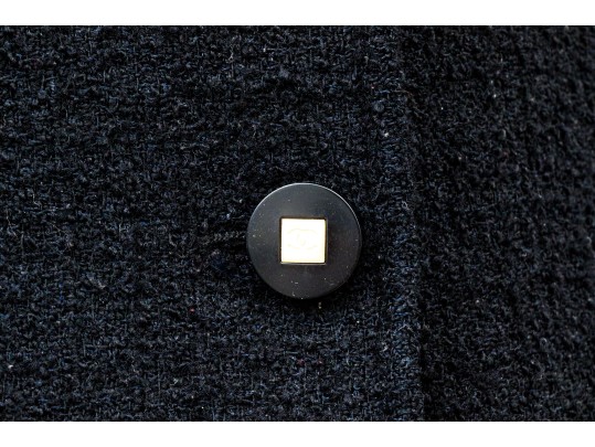 Chanel Boutique Vintage Black Wool And Silk Boucle Jacket And Skirt Suit, Size 44