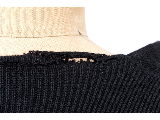 Valentino Miss V. Black Wool Knit And Pleated Long Sleeved Dress