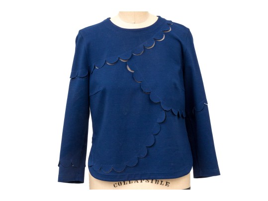 Akris Punto Blue Scalloped Motif Skirt And Top Coordinate Set, Size 8