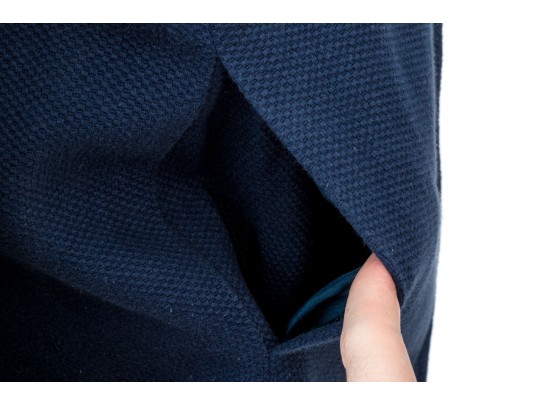 Alease Fisher Blue Cotton Bamboo Button Jacket And Dress Suit, Size 6