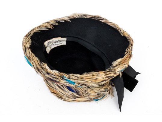 Jille Original Striking Vintage Brown Multi-toned Feather Hat