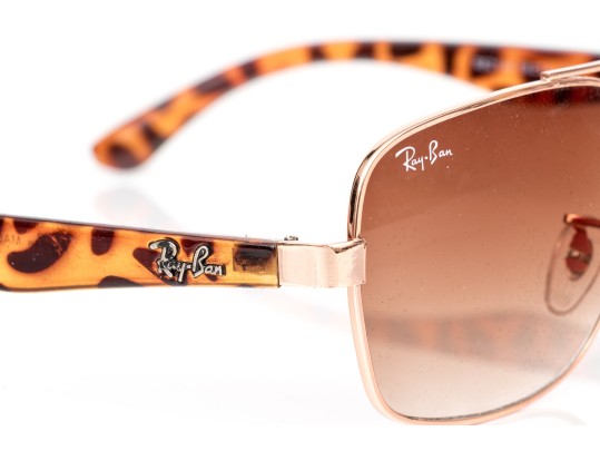 Ray-Ban Brown Tortoise Pattern And Rose Metallic Trimmed Sunglasses