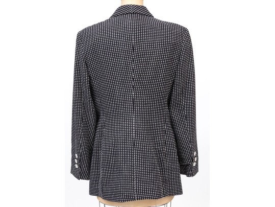 Escada Margaretha Ley Black And White Polka Dotted Collared Blazer, Size 40