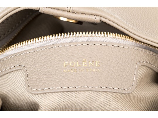 Polène Numéro Neuf Mini Taupe Pebbled Leather Top Handled Tote Bag