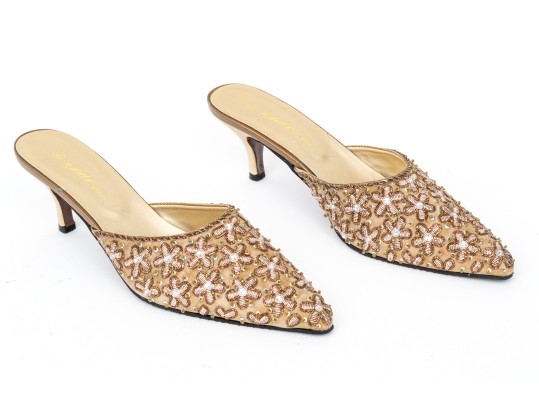 Haute Latitude Stunning Beaded And Embroidered Mules, Size 9