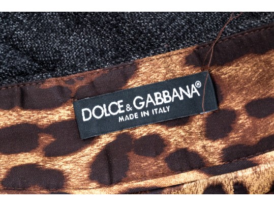 Dolce & Gabbana Classic Grey Tweed Skirt, Slze 44