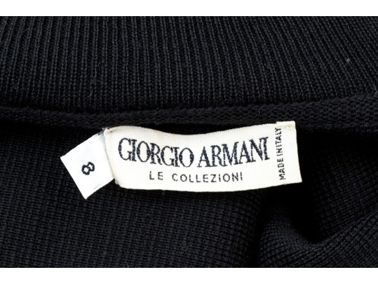 Giorgio Armani Le Collezioni Vintage Black Cropped Half Zip Turtleneck, Size 8