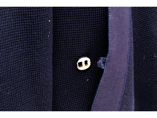 Salvatore Ferragamo Navy Blue Knit Wool Button Front Sweater, Size M