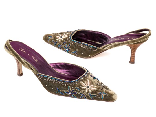 Beatrice Von Tresckow Designs Stunning Beaded Velvet Slingbacks, Size 42