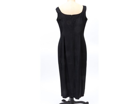 John Galliano Long Black Linen And Silk Tank Dress, Size 12