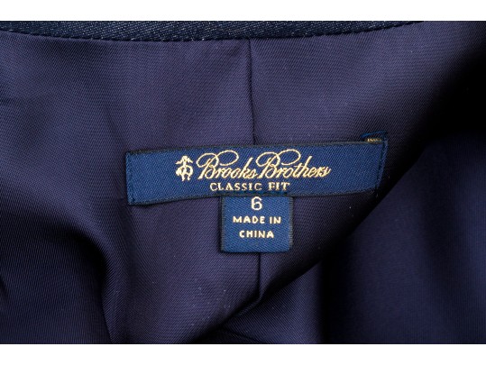 Loro Piana For Brooks Brothers Navy Blue Denim Style Button Front Blazer, Size 6