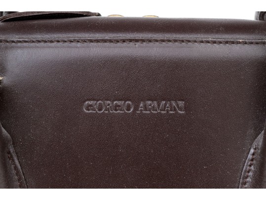 Giorgio Armani Handsome Brown Leather Top Handled Bag