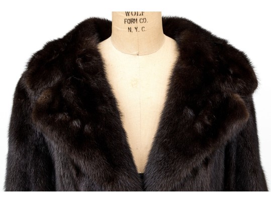 Striking Dark Brown Collared And Bellted Long Fur Coat