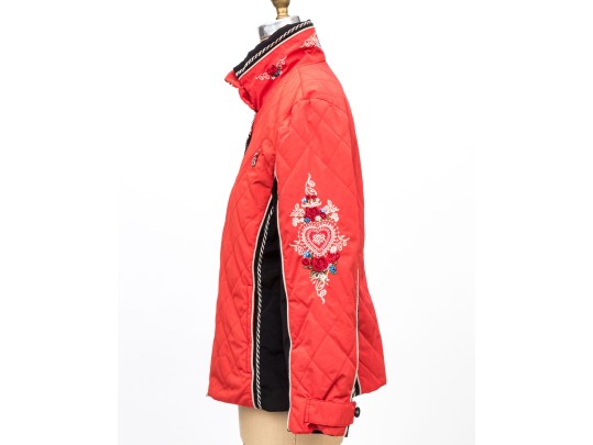 Bogner Red And Black Embroidered Zip Front Ski Jacket