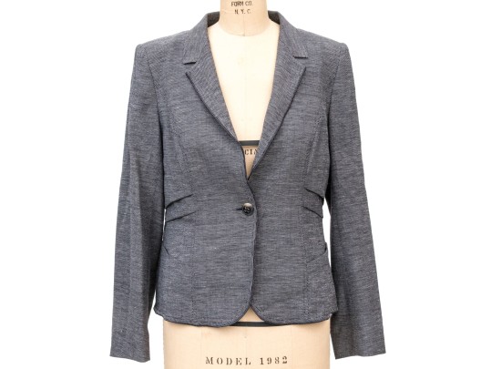 Escada Short Black And White Collared Blazer, Size 40