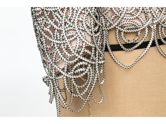 Akris Beautiful Silk Lattice Overlay Style Zip Front Top, Size 10