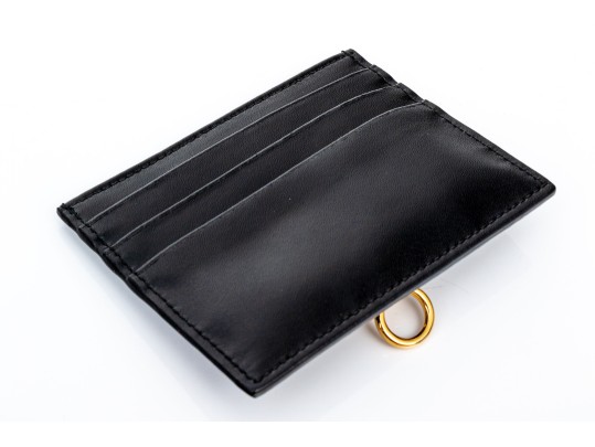 Fendi Black Stud And Hook Motif Credit Card Holder, With Box
