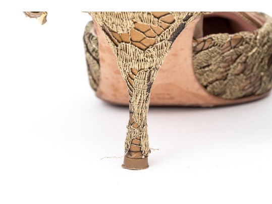 Prada Beautiful Lace, Fabric And Leather Slingback Pumps, Size 40