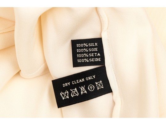 Ralph Lauren Black Label Lovely Ivory Silk Tuxedo Motif Blouse, Size 10