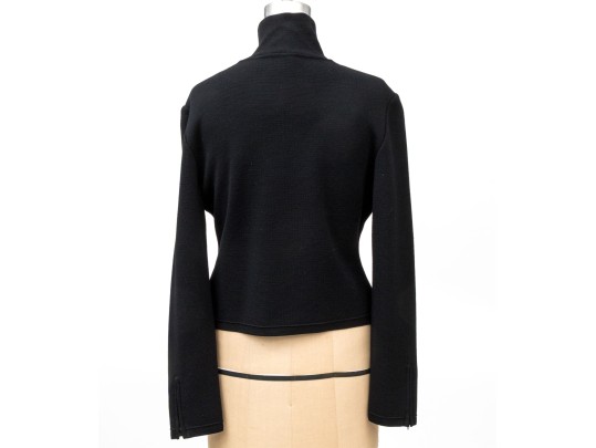 Giorgio Armani Le Collezioni Vintage Black Cropped Half Zip Turtleneck, Size 8