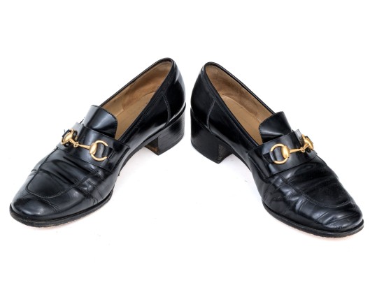 Gucci Classic Black Leather Loafers With Gold-tone Horsebit, Size 10 B