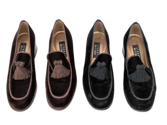 Collection Of Two Pairs Of Velvet Stuart Weitzman Tassel Loafers, Size 10