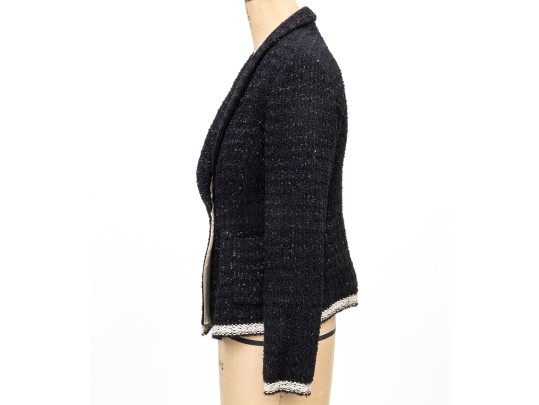 Giorgio Armani Striking Black Sequinned Enhanced Double Breasted Blazer, Size 44