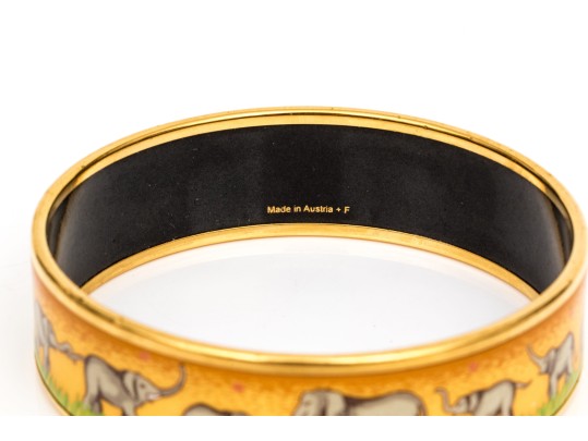 Hermès Striking Orange Toned Elephant Motif Bangle Bracelet, Please See Sizing Note