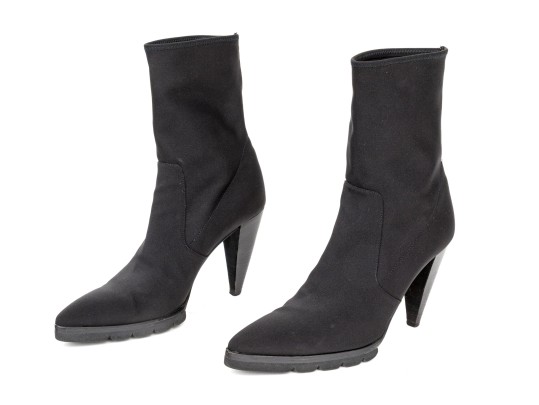 WSteiger Fabulous Hand Made Black Material Ankle Boots, Size 40