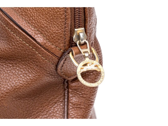 Longchamp Brown Pebbled Leather Top Handled Tote Bag