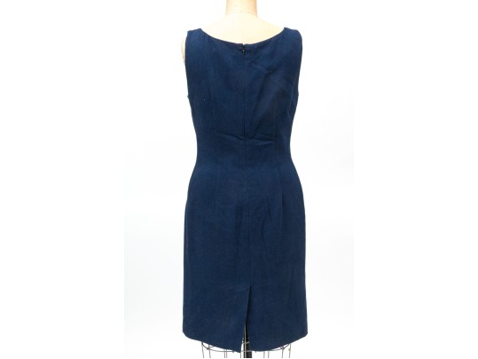 Alease Fisher Blue Cotton Bamboo Button Jacket And Dress Suit, Size 6