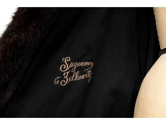 Striking Dark Brown Collared And Bellted Long Fur Coat