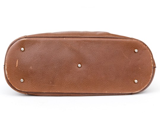 Longchamp Brown Pebbled Leather Top Handled Tote Bag