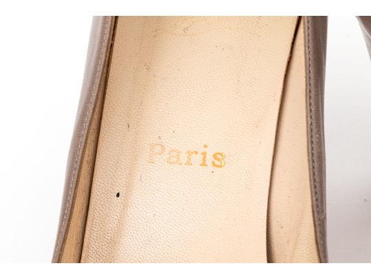 Christian Louboutin Classic Taupe Leather Pumps, Size 41 1/2