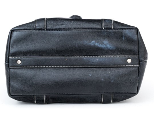 Longchamp Black Pebbled Leather Top Handled Tote Bag