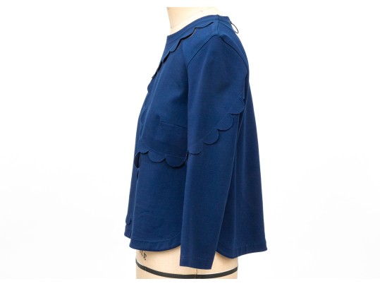 Akris Punto Blue Scalloped Motif Skirt And Top Coordinate Set, Size 8