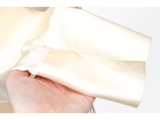 Ralph Lauren Black Label Lovely Ivory Silk Tuxedo Motif Blouse, Size 10