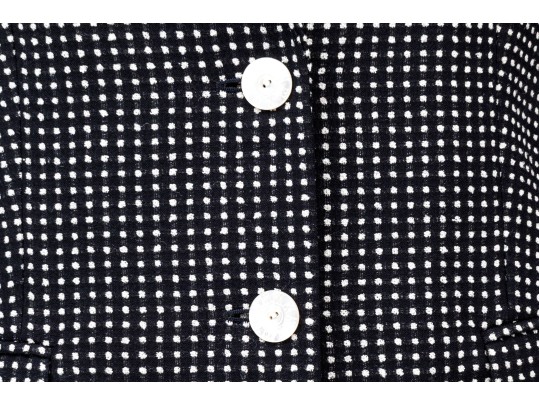 Escada Margaretha Ley Black And White Polka Dotted Collared Blazer, Size 40