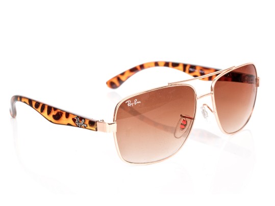Ray-Ban Brown Tortoise Pattern And Rose Metallic Trimmed Sunglasses