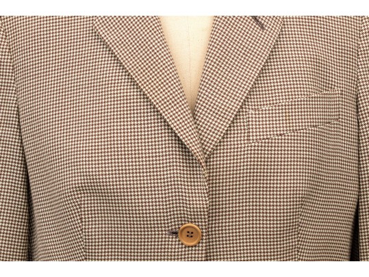 Giorgio Armani Classico Tan And Brown Houndstooth Three Button Blazer, No Size Tag