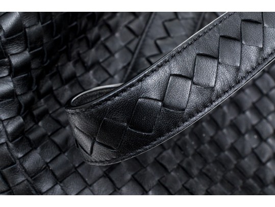 Bottega Veneta Fabulous Ultra Large Black Woven Leather Tote Bag, With Mirror