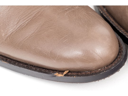 Delmain Beautiful Taupe Vero Cucio Leather Knee Length Boots, Size 10